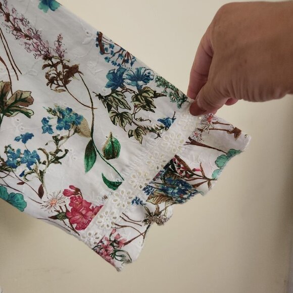 Sanctuary NWOT Botanica Floral White Ellie Bohem Eyelet Mini Dress Size XL - Picture 8 of 11